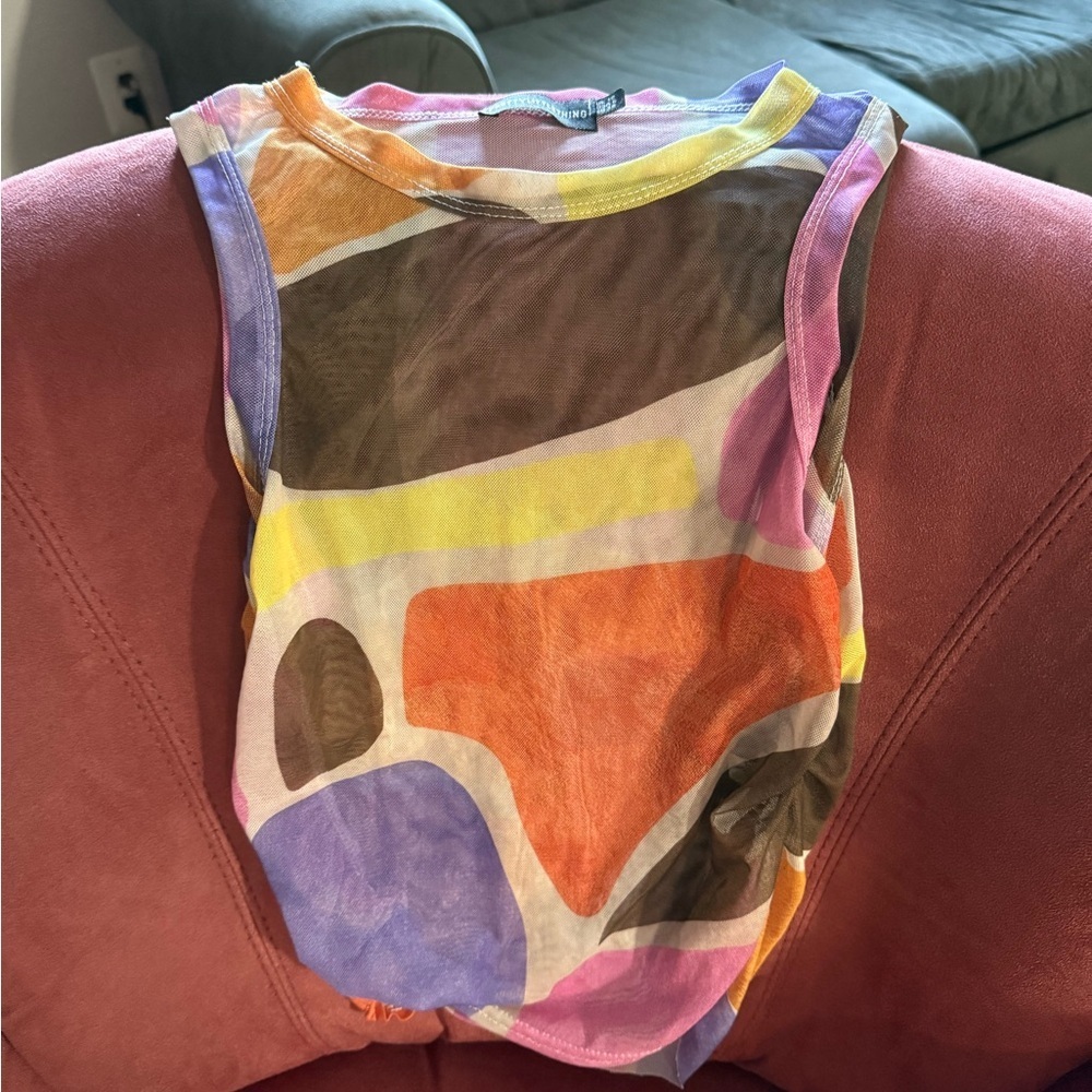 Pretty Little Thing Colorful Abstract Sleeveless Top